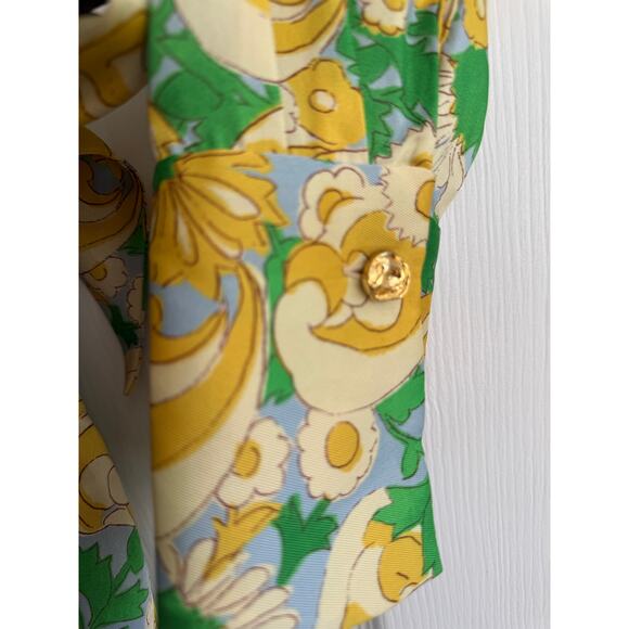Zara Yellow Green Floral Paisley Print Silky Wrap Shirt Dress size XS - Picture 8 of 11